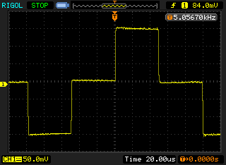 ШИМ выходного сигнала Лабораторного преобразователя частоты при высокой несущей частоте ШИМ