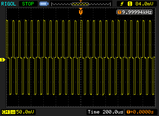 ШИМ выходного сигнала Лабораторного преобразователя частоты при низкой несущей частоте ШИМ